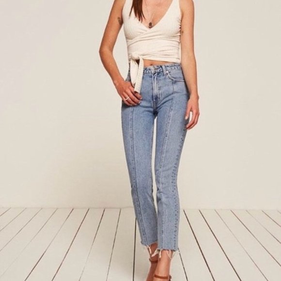 Reformation Denim - Reformation Seamed Jean Celtic